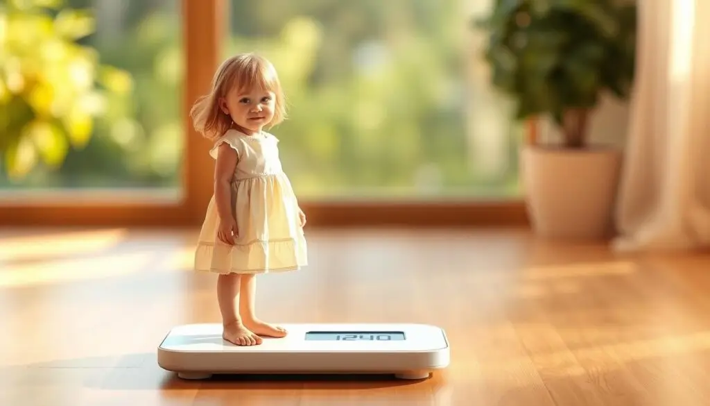 A detailed illustration of a child's ideal weight at a height of 140 cm. The scene depicts a young girl standing on a scale, wearing a light summer dress, her posture upright and confident. The scale displays a digital readout of her weight, surrounded by a clean, minimalist design. The background features a warm, natural setting with soft, diffused lighting, perhaps a sun-dappled garden or a cozy indoor space. The overall atmosphere is one of health, wellness, and the joyful celebration of a child's growth and development. A detailed illustration of a child's ideal weight at a height of 140 cm. The scene depicts a young girl standing on a scale, wearing a light summer dress, her posture upright and confident. The scale displays a digital readout of her weight, surrounded by a clean, minimalist design. The background features a warm, natural setting with soft, diffused lighting, perhaps a sun-dappled garden or a cozy indoor space. The overall atmosphere is one of health, wellness, and the joyful celebration of a child's growth and development.