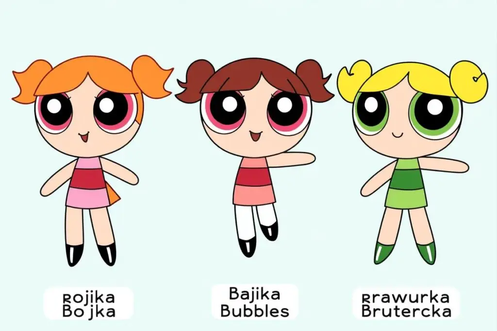 Atomówki imiona - porównanie trzech głównych bohaterek z podpisami ich imion