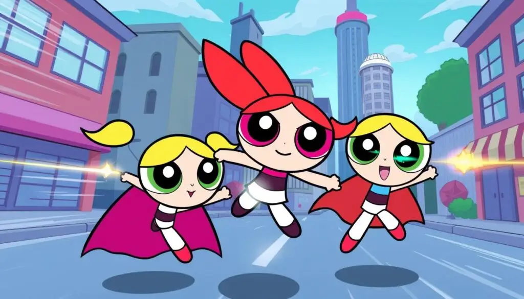 Atomówki używające swoich supermocy podczas walki ze złem