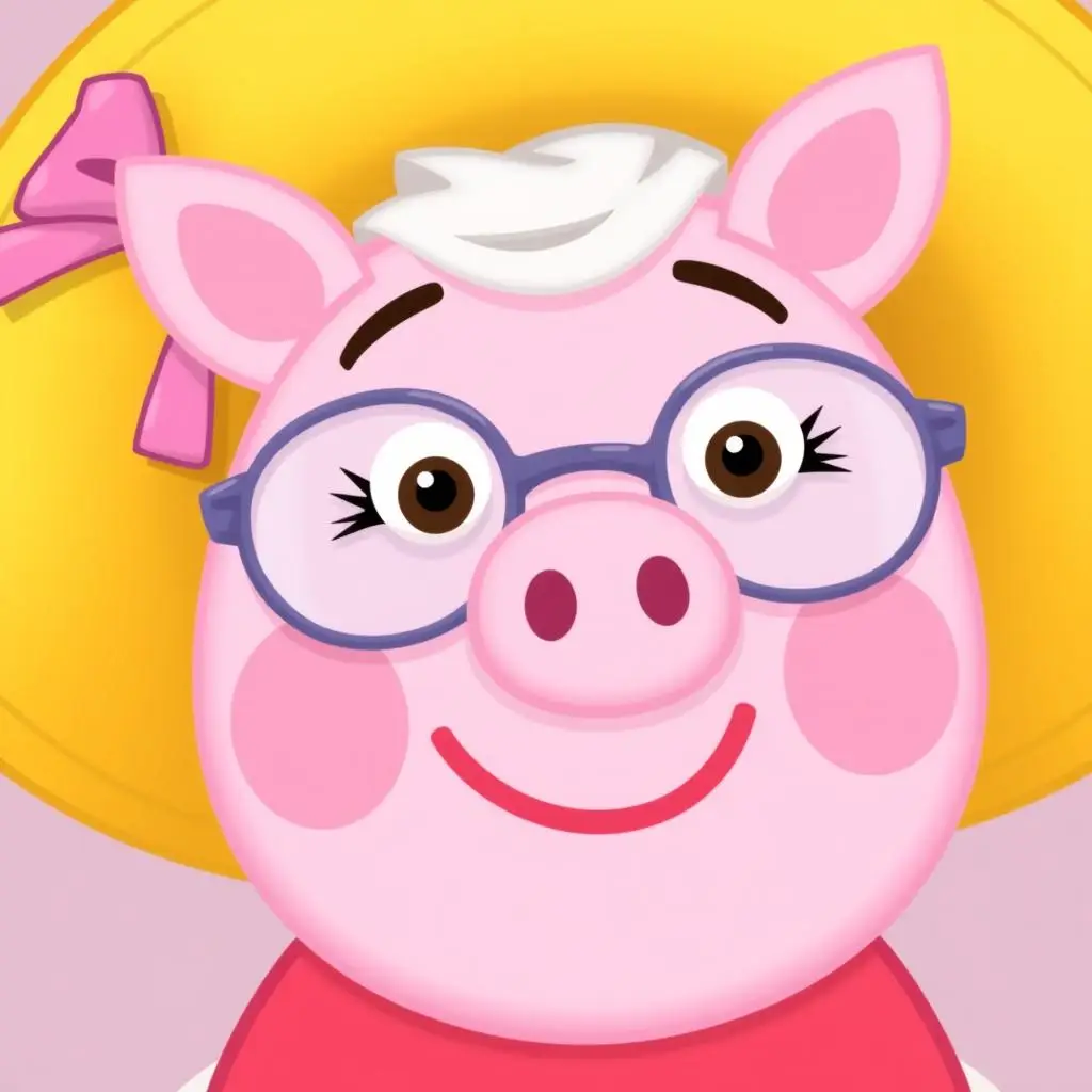 Babcia Świnka w kapeluszu