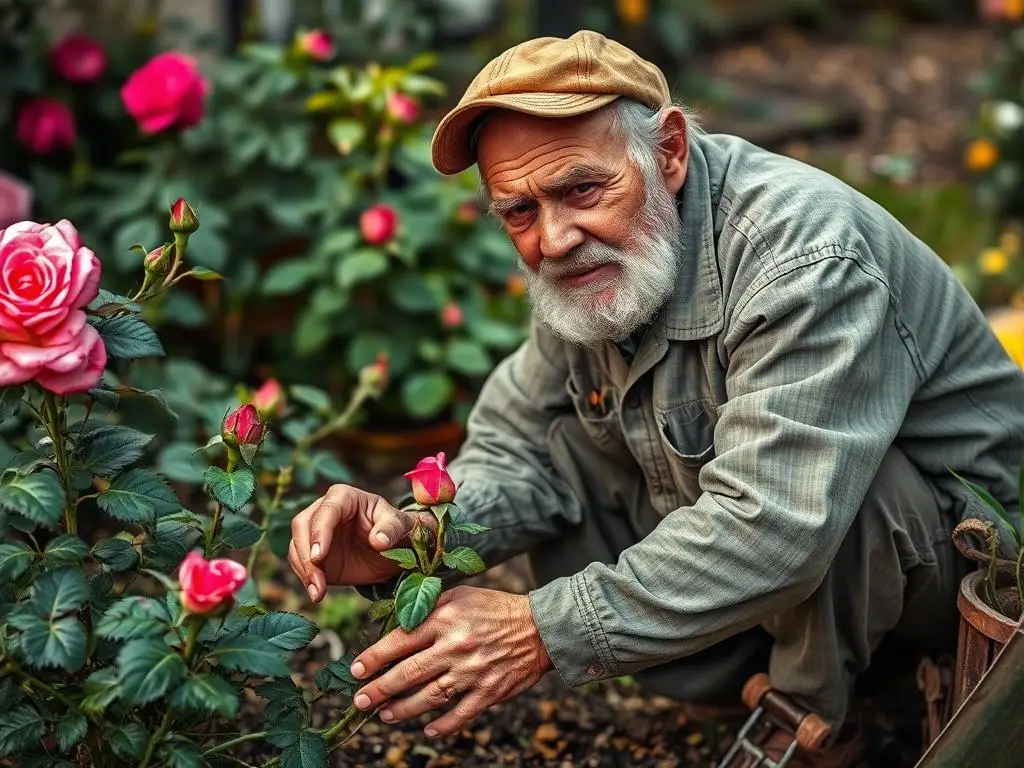 Ben Weatherstaff z Tajemniczego ogrodu pracujący w ogrodzie