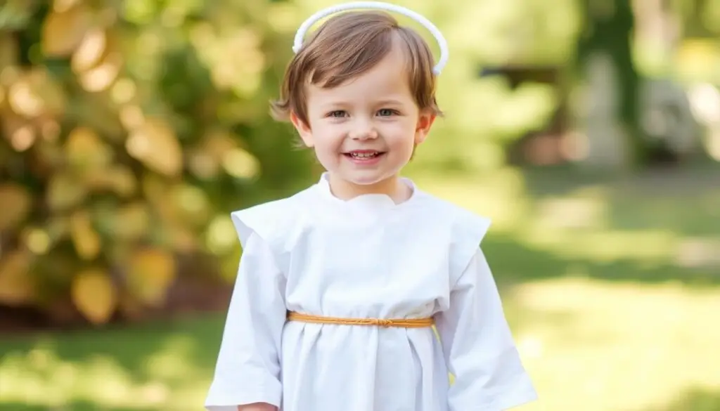 Bezpieczny i wygodny strój świętego dla małego dziecka