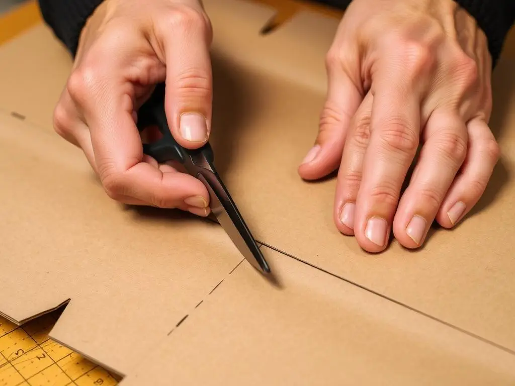 Demonstracja techniki wycinania skrzydeł z kartonu