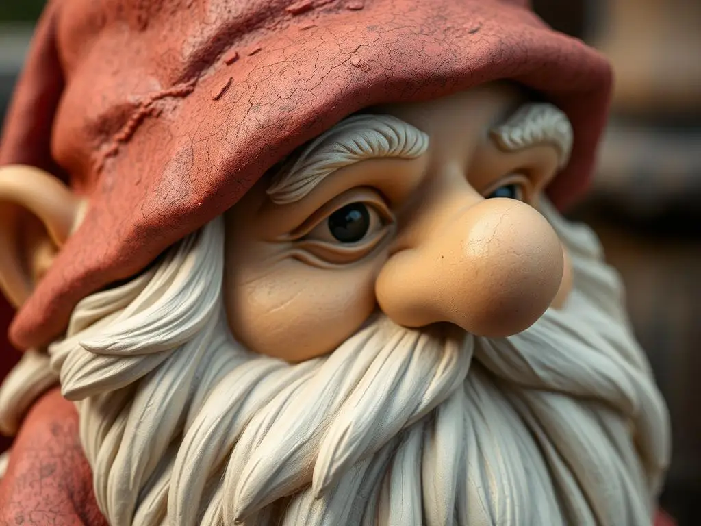 Detale wykończeniowe dużego skrzata - broda i czapka