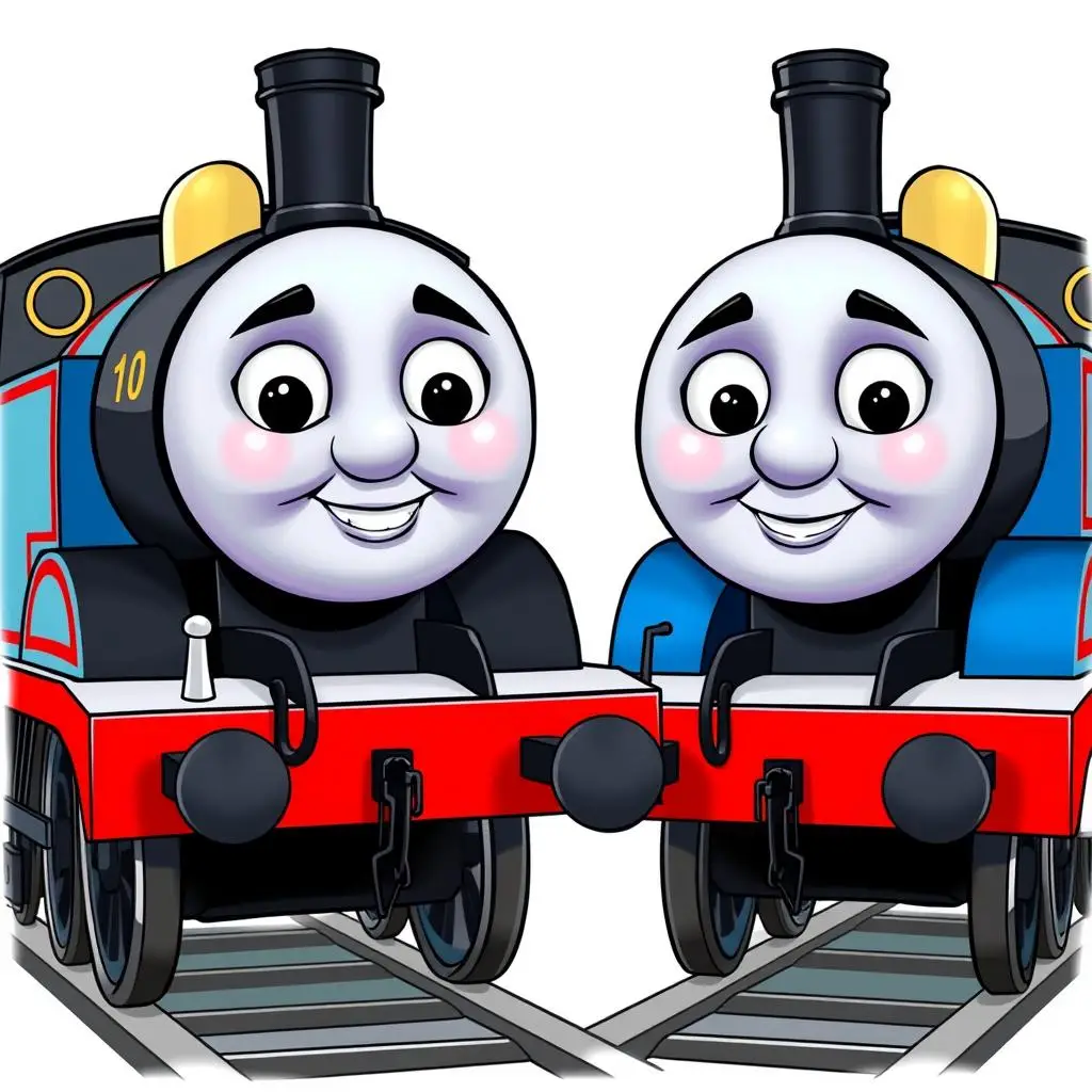 Donald i Darek - czarne bliźniacze lokomotywy z numerem 10 z tomek i przyjaciele imiona lokomotyw