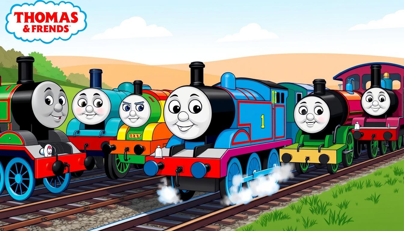 Główni bohaterowie bajki Tomek i przyjaciele - imiona lokomotyw na wyspie Sodor