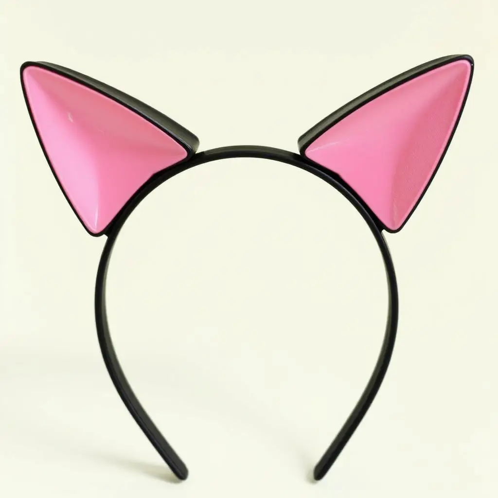 Gotowe uszy kota na opasce z różowymi wewnętrznymi częściami
