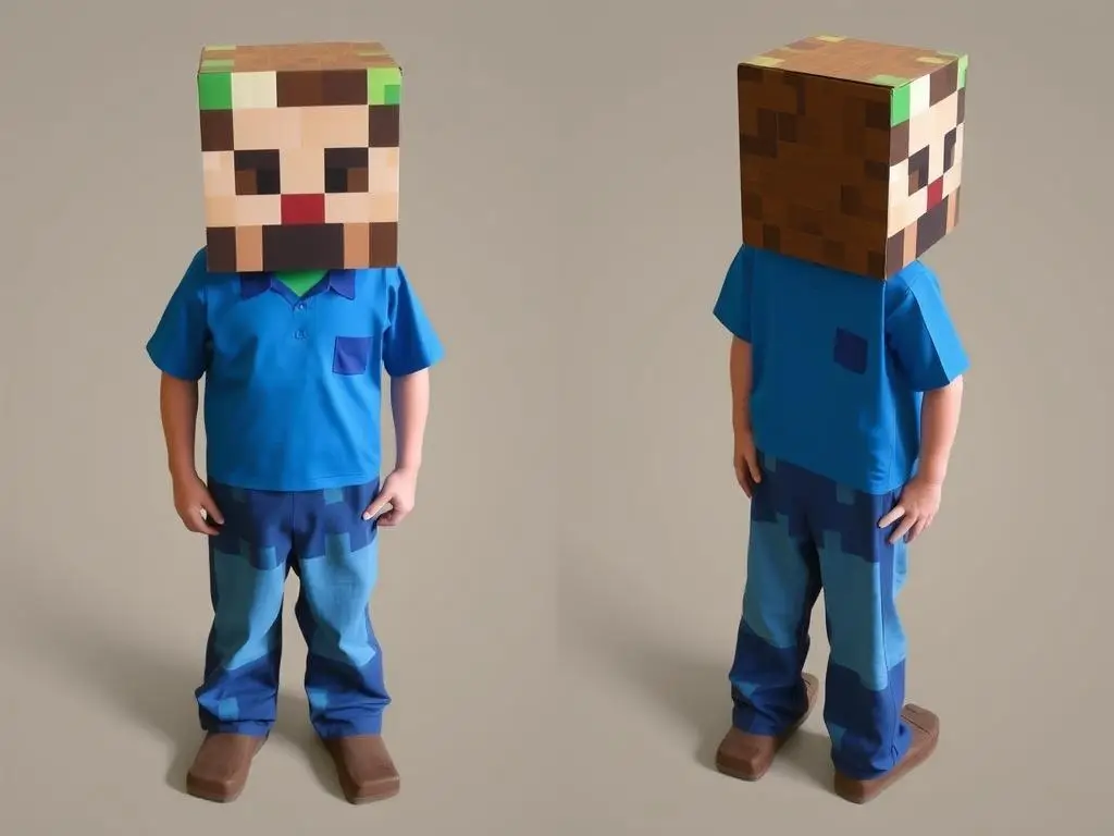 Gotowy kostium Steve'a z kartonu - widok z przodu i z boku