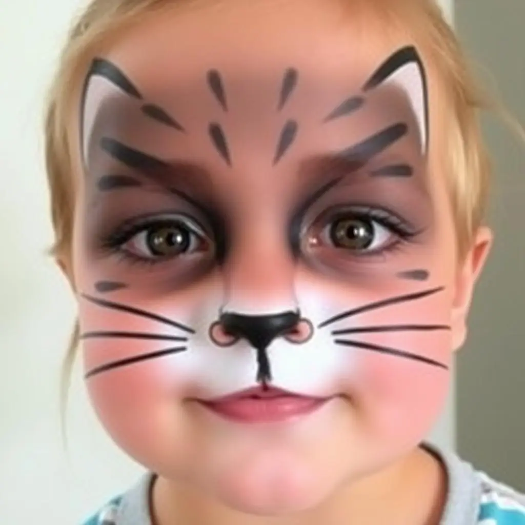 Gotowy makijaż kota na twarzy dziecka