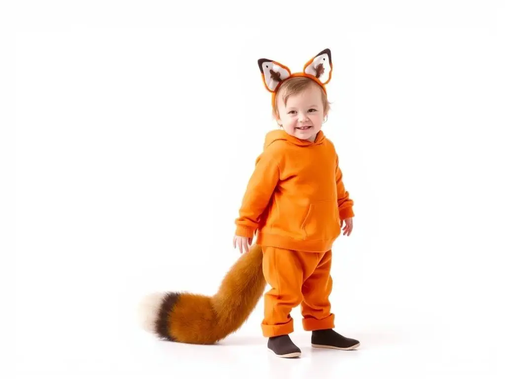 Gotowy pomarańczowy strój liska dla dziecka z uszami i ogonem