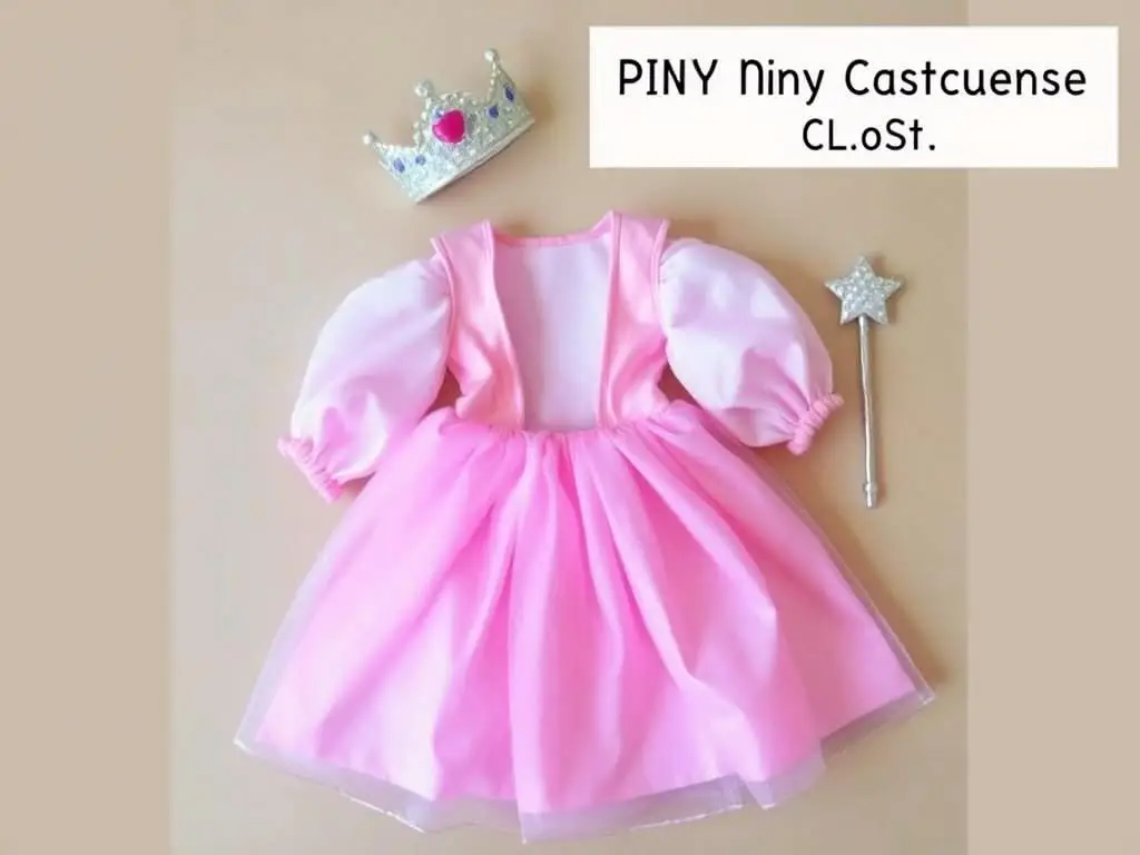 Gotowy strój królewny z bajki z koroną i różową suknią