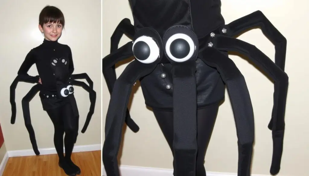Gotowy strój pająka wykonany według instrukcji z artykułu
