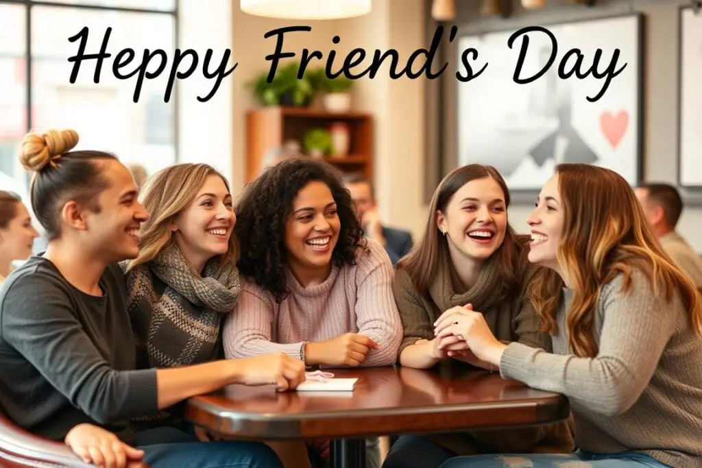 Grupa przyjaciół świętujących dzień najlepszego przyjaciela