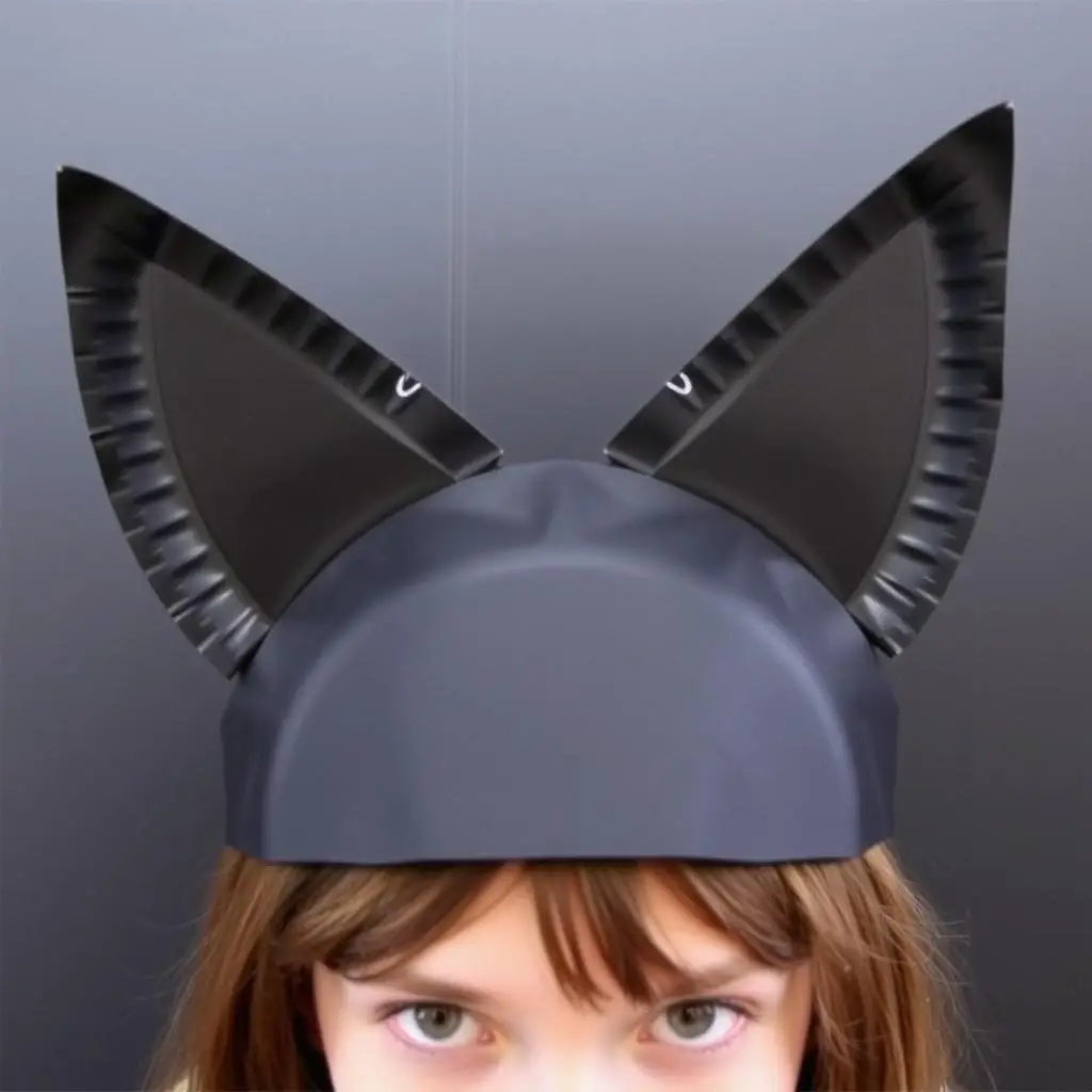 Improwizowane uszy kota wykonane z papierowych talerzyków