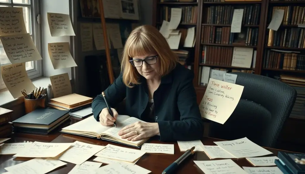 J.K. Rowling pracująca nad książką, imiona z Harrego Pottera