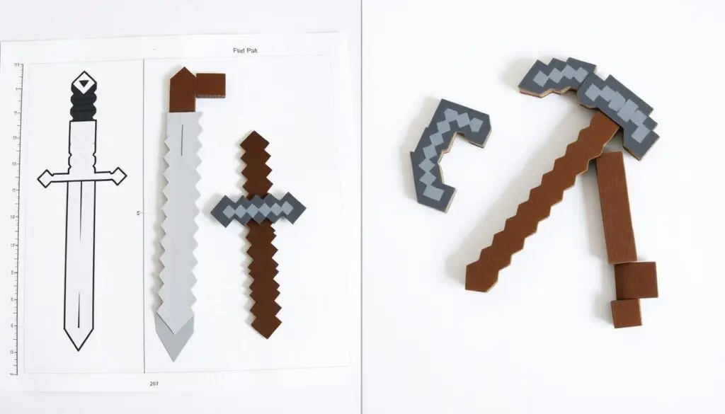 Jak zrobić miecz minecraft z kartonu - szablon i gotowy efekt