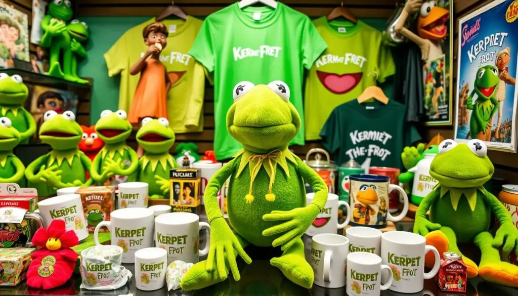 Kermit żaba jako ikona popkultury na różnych produktach