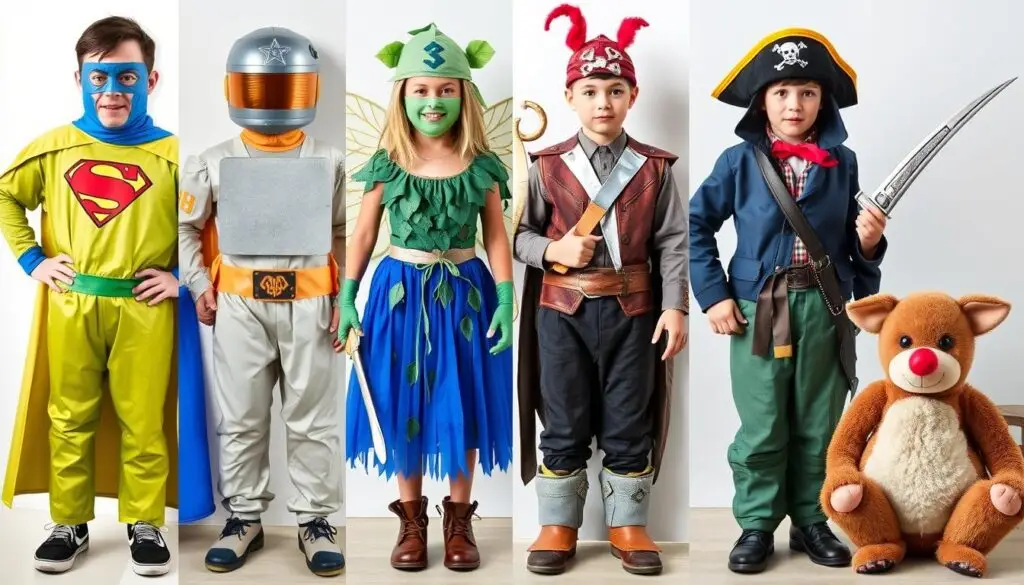 Kolaż różnych strojów z recyklingu jak zrobić strój z recyklingu