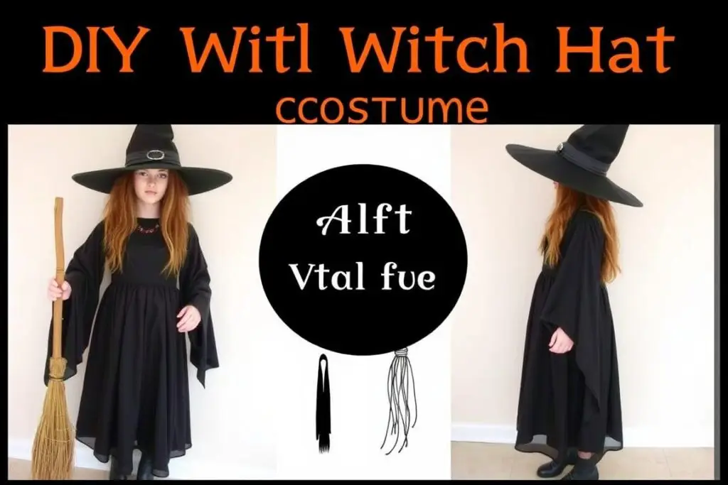 Kompletny strój czarownicy z własnoręcznie wykonanym kapeluszem czarownicy