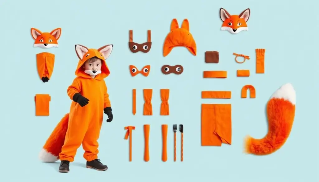 Kompletny strój liska dla dziecka z wszystkimi elementami