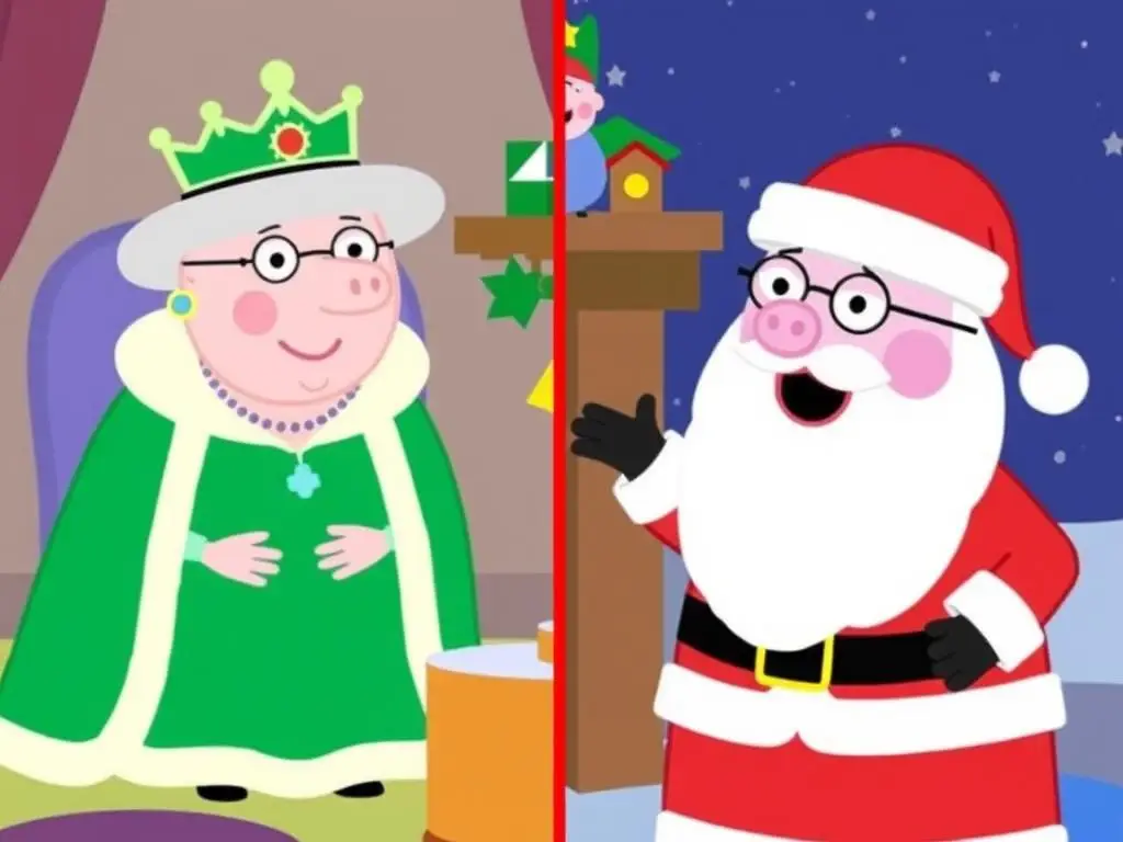 Królowa i Święty Mikołaj - specjalne postacie z Świnki Peppy