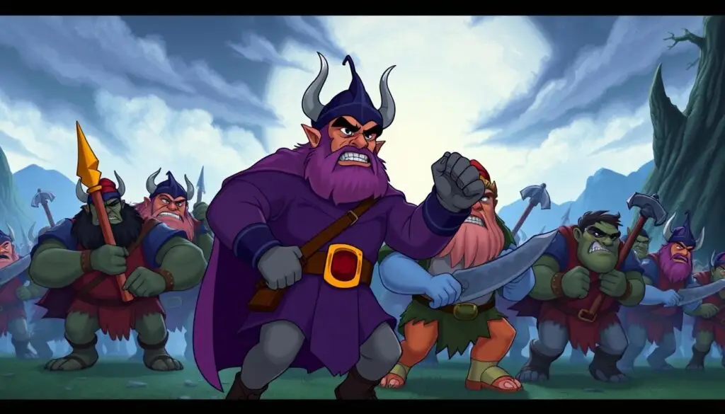 Książę Ightorn i jego armia ogrów atakujący Gumisiową Dolinę