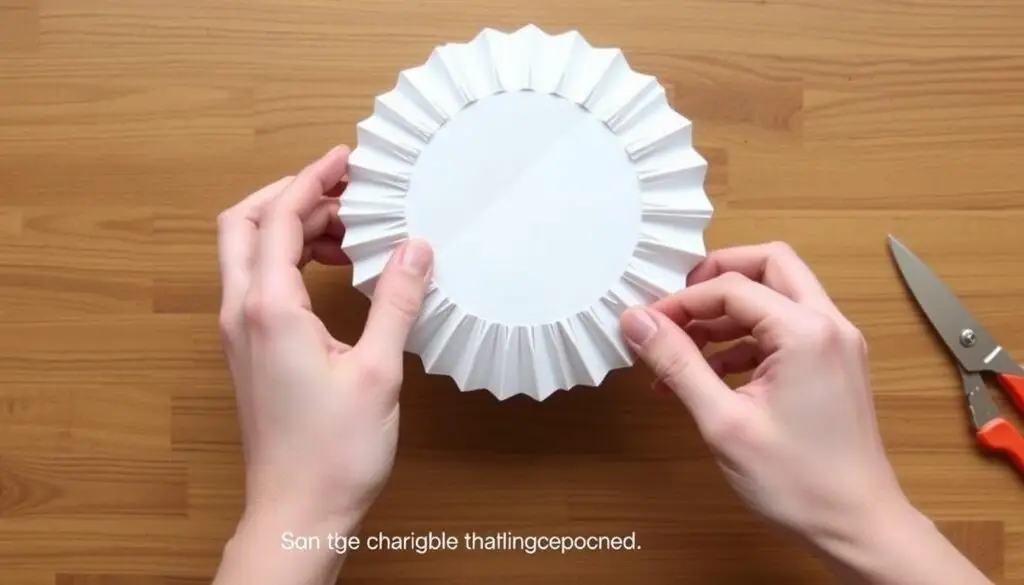 Łączenie elementów czapki kucharskiej z papieru