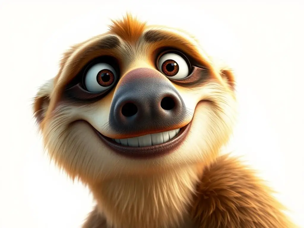 Leniwiec Sid z Epoki Lodowcowej z charakterystycznym uśmiechem