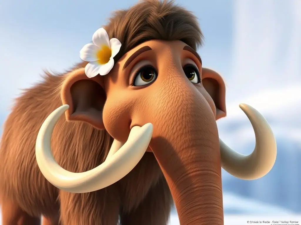 Mamucica Ela z Epoki Lodowcowej z kwiatkiem we włosach