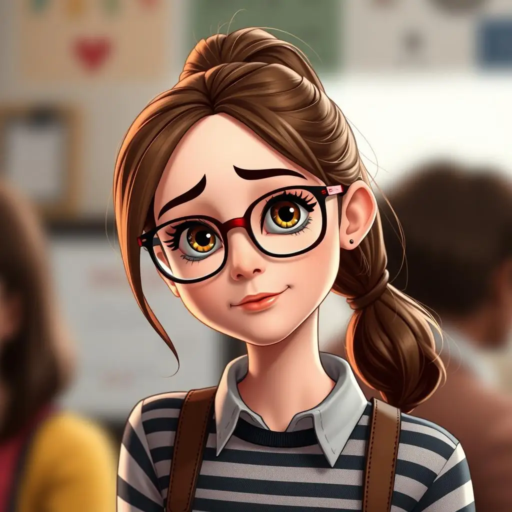 Margo - najstarsza z trzech sióstr, w okularach