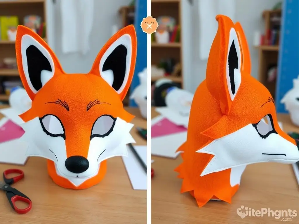 Maska liska wykonana z filcu - element stroju liska dla dziecka