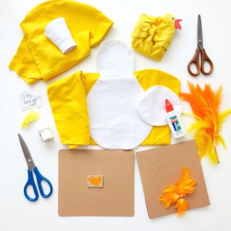 Materiały potrzebne do wykonania stroju kury dla dziecka