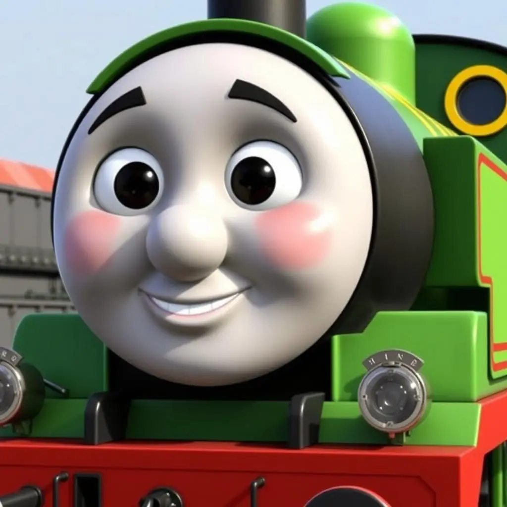 Olek - zielona lokomotywa z żółtymi pasami z tomek i przyjaciele bohaterowie