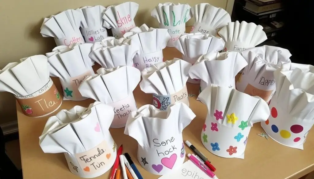 Ozdobione i spersonalizowane czapki kucharskie z papieru