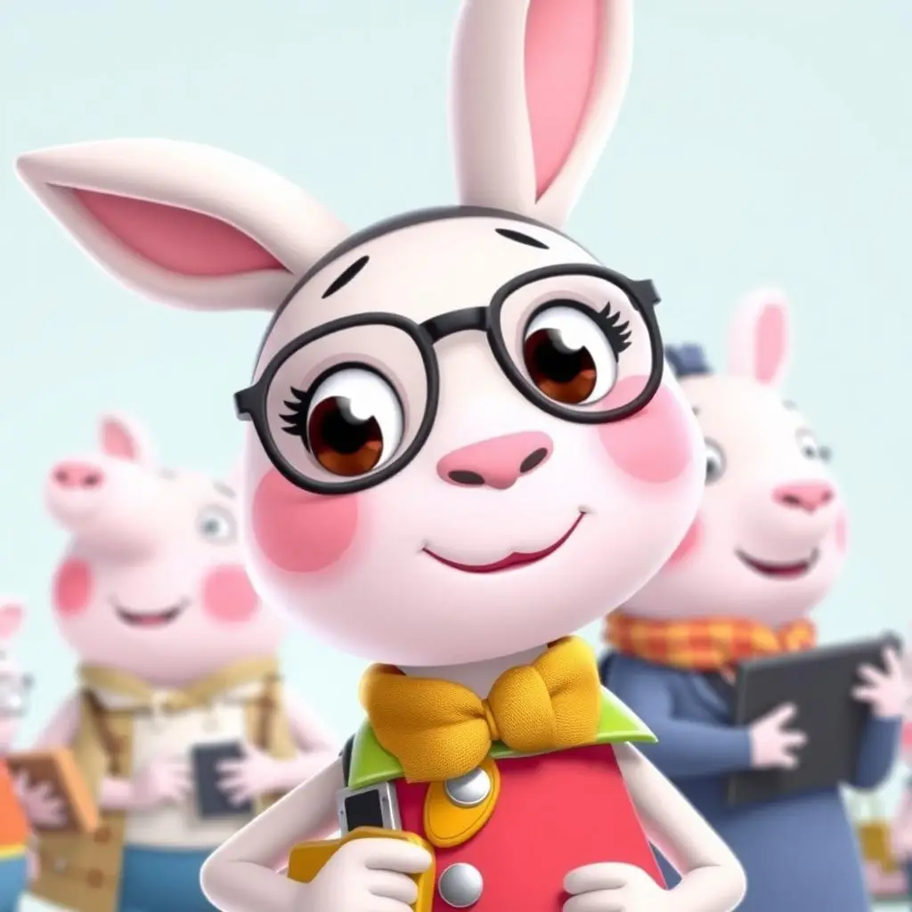 Pani Królik w różnych strojach zawodowych