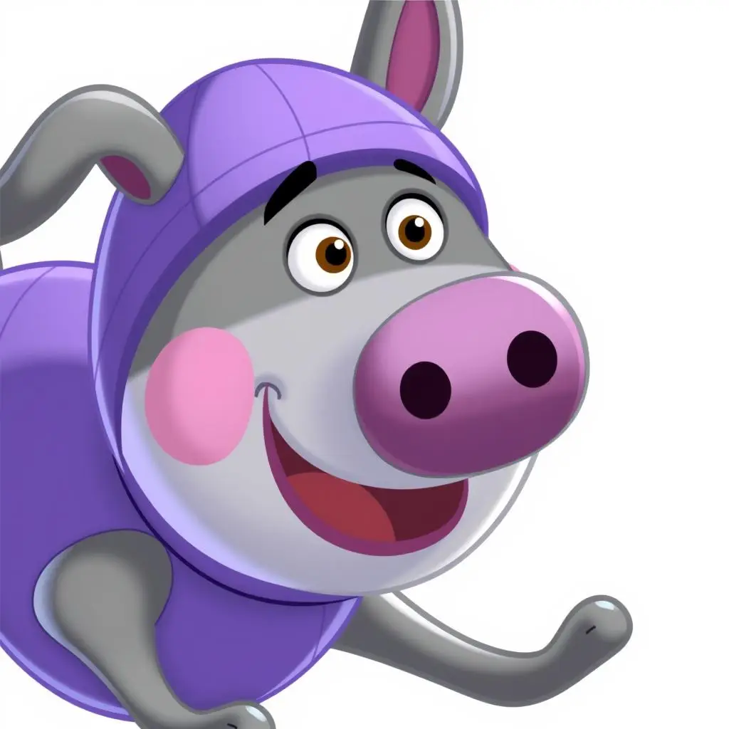 Pies Danny w fioletowym stroju