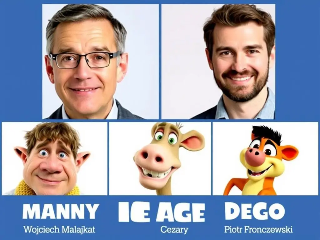 Polscy aktorzy dubbingujący postacie z Epoki Lodowcowej - Wojciech Malajkat, Cezary Pazura i Piotr Fronczewski