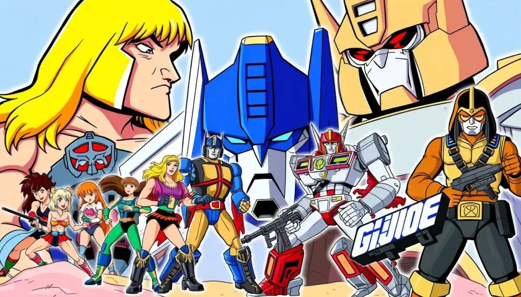 Popularne postacie z bajek lat 80 w stylu amerykańskim