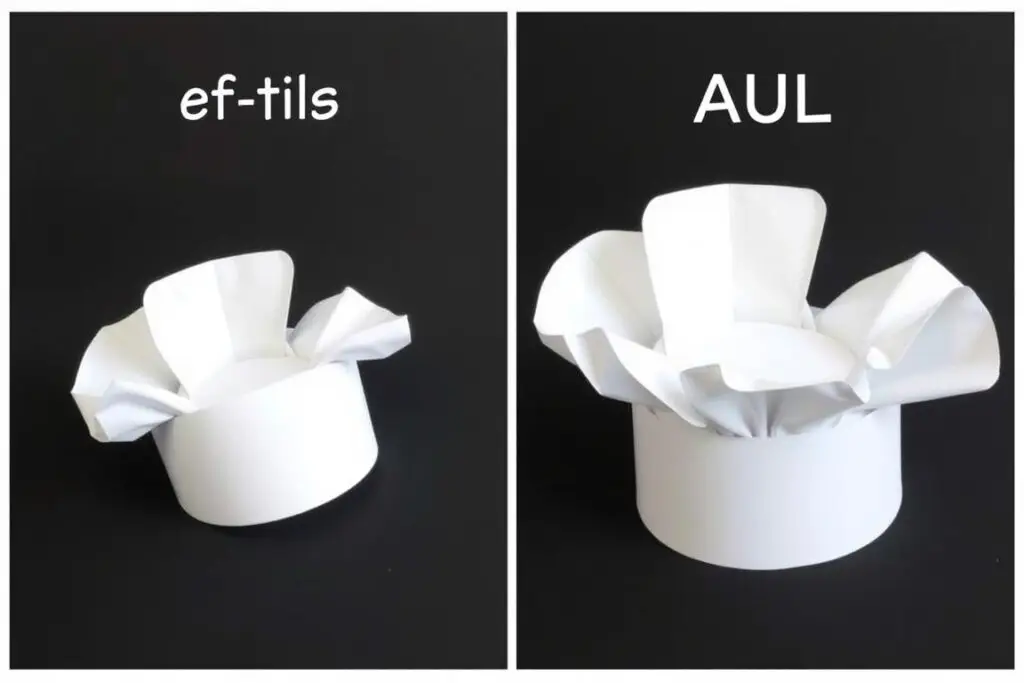 Porównanie czapek kucharskich w różnych rozmiarach dla dzieci i dorosłych