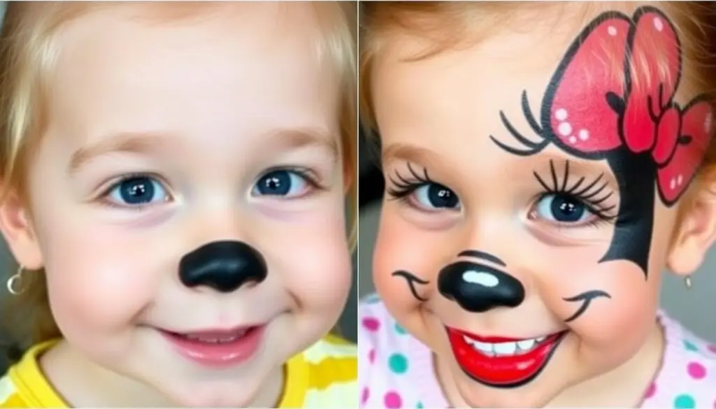 Porównanie makijażu dla Myszki Miki i Minnie