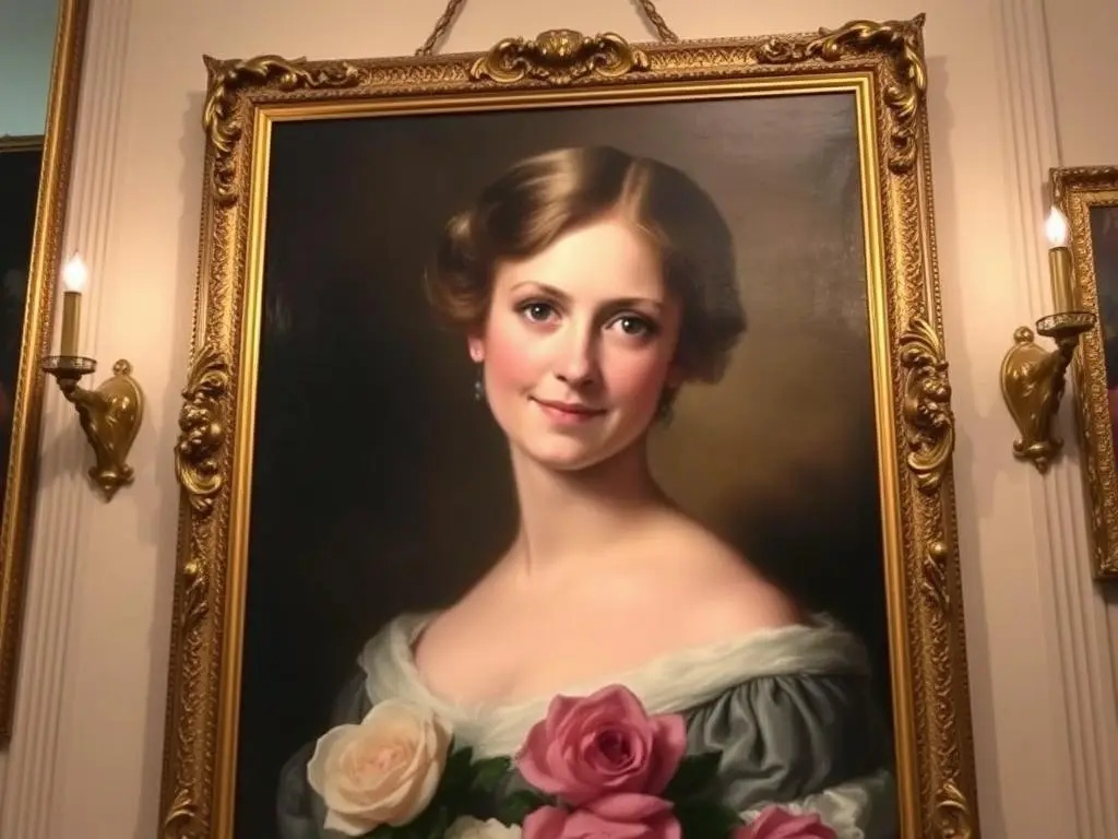 Portret pani Craven z Tajemniczego ogrodu w złotej ramie