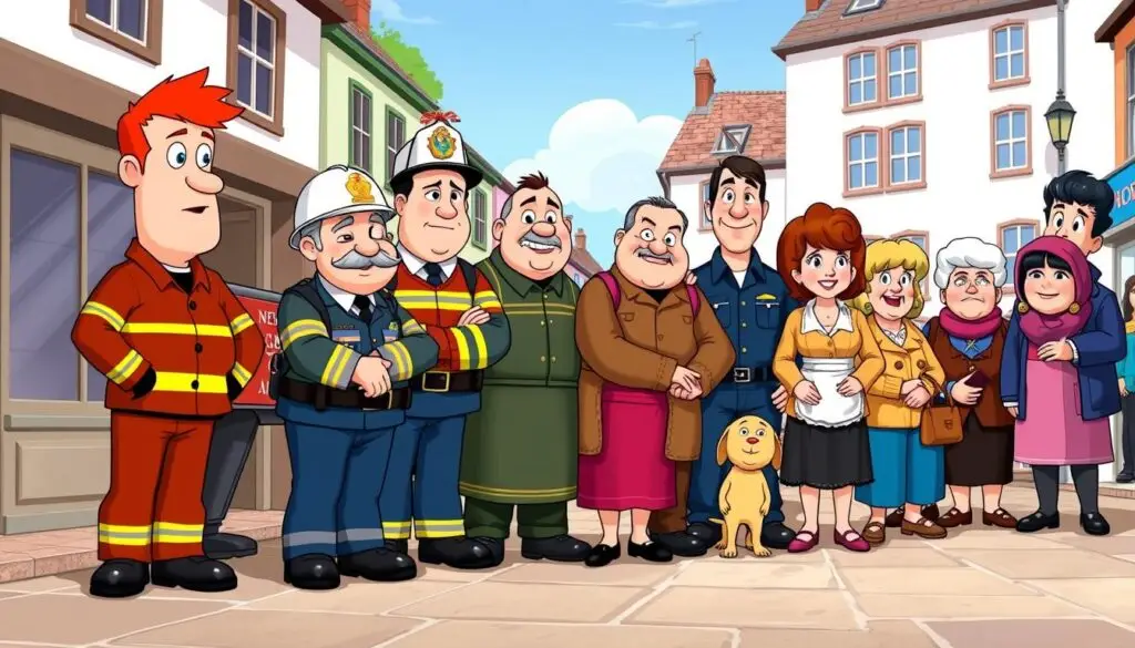 Pozostałe postacie z bajki Strażak Sam - mieszkańcy miasteczka Pontypandy