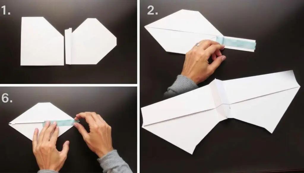 Proces składania i łączenia elementów skrzydeł z kartonu