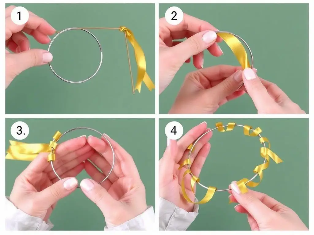 Proces tworzenia aureoli z drutu i złotej wstążki