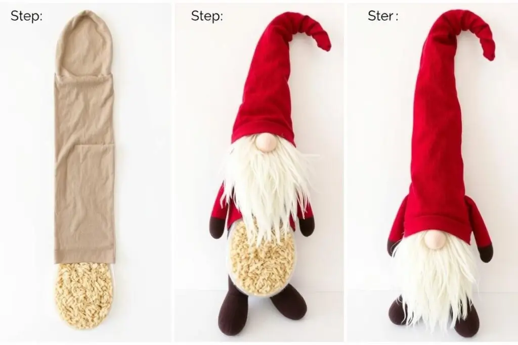 Proces tworzenia dużego skrzata z wykorzystaniem skarpety XXL