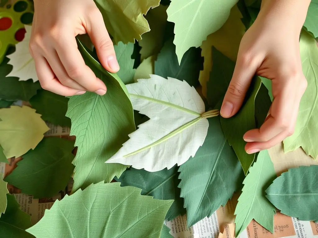 Proces tworzenia liści z gazet do stroju leśnej wróżki jak zrobić strój z recyklingu