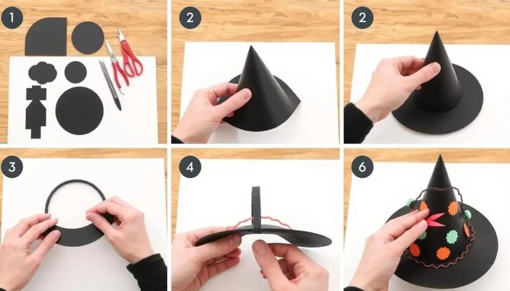 Proces tworzenia mini kapelusza czarownicy na opasce krok po kroku