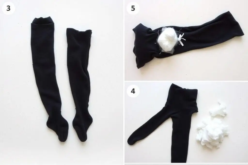 Proces tworzenia nóg pająka z rajstop