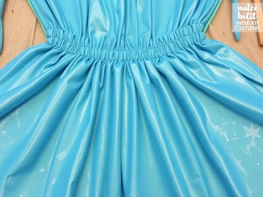 Proces tworzenia spódniczki do stroju Elsy - materiał z gumką w pasie