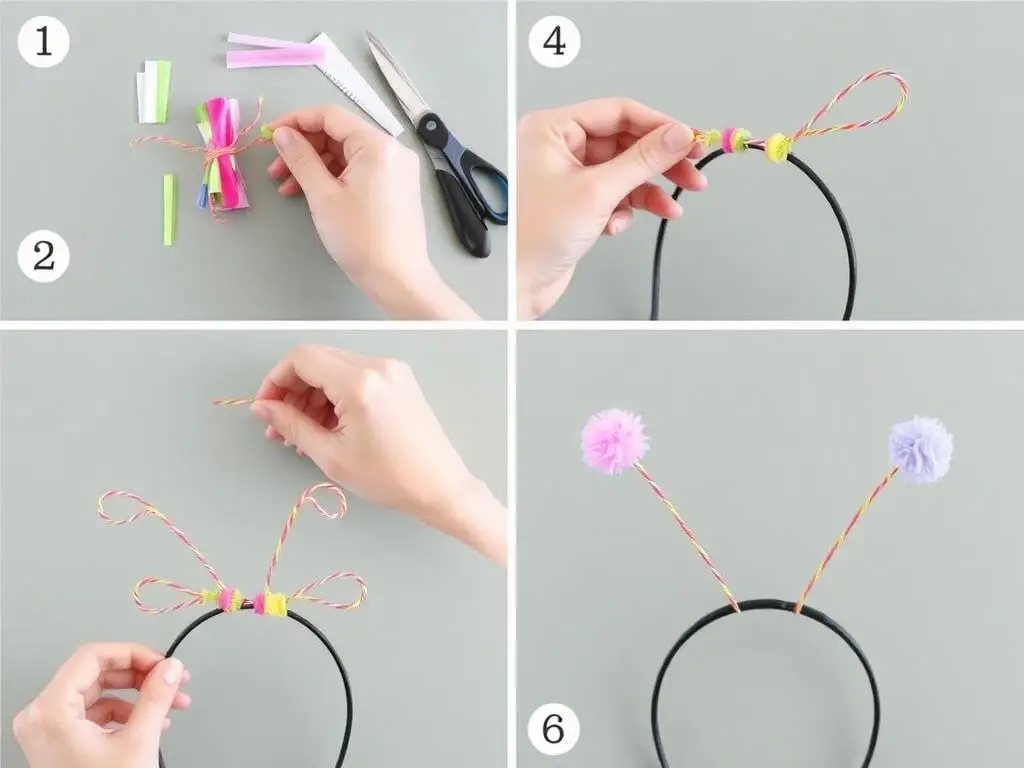 Proces wykonywania czułków motyla z bibuły i drutu